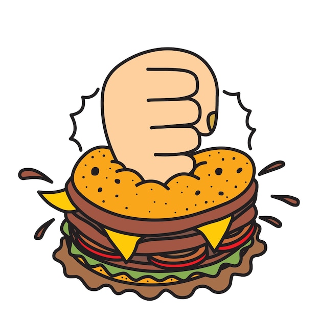 Vector een hamburger met de hand.