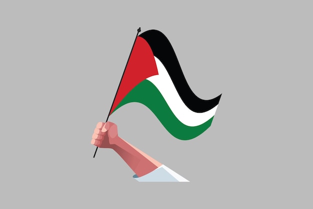 Een hand die de Palestijnse vlag vasthoudt De vlag van Palestina de originele en eenvoudige vlag van Palestina vector