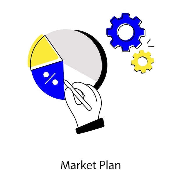 Een hand die een cirkeldiagram vasthoudt met het woord markt erop