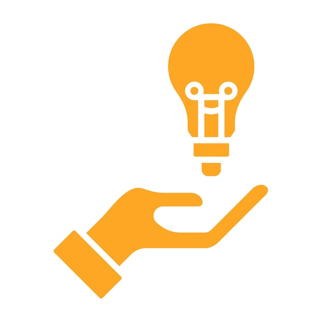 een hand die een oranje gloeilamp geeft