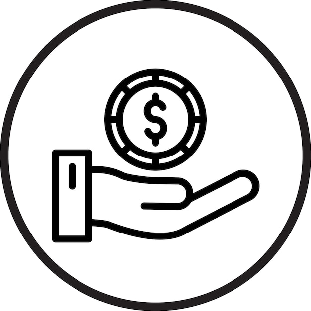 een hand houdt een munt vast met de tekst "dollar" erop.