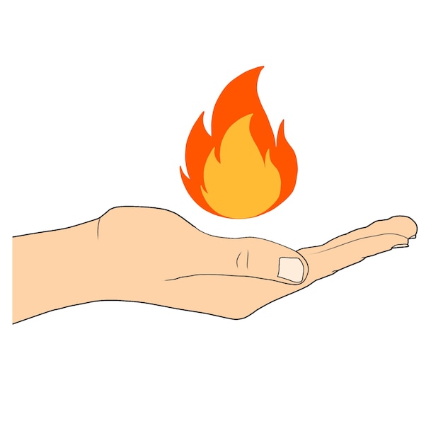 Een hand met een vlam erop.