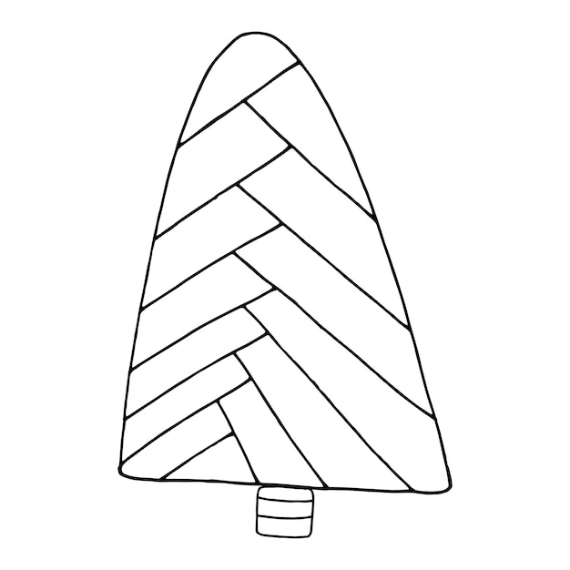 Een handgetekende bos clipart kerstboom Vector van doodles in één regel