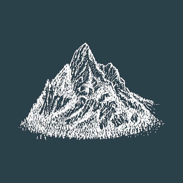 Een handgetekende illustratie met uitzicht op de bergen in vector