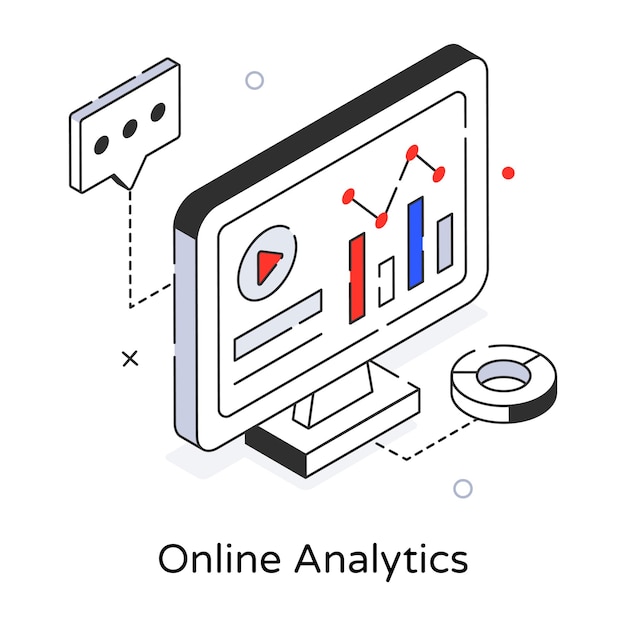 Een handige lijn isometrische icoon van online analytics