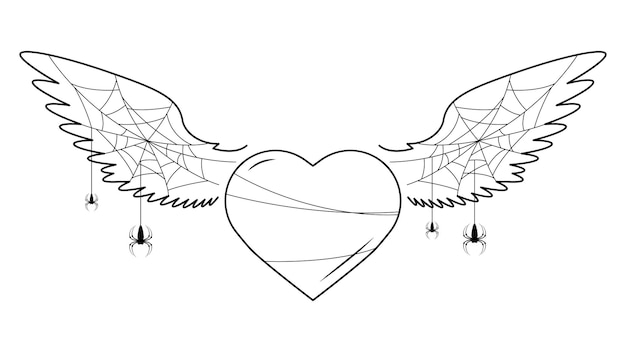 Vector een hart met vleugels waarop 'engelenvleugels' staat