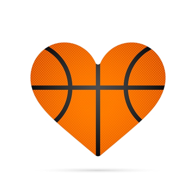 Vector een hart vorm basketbal bal vector pictogram.