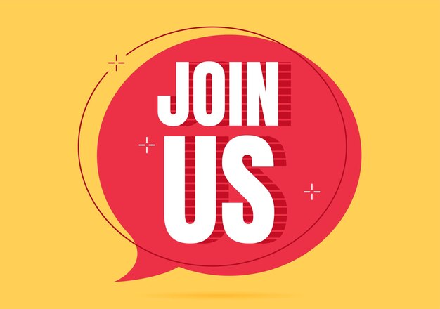Een heldere banner met de slogan Join us Vector illustratie