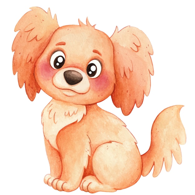 Een hond op een witte achtergrond Aquarel illustratie Decor voor de kinderkamerCute Doggie