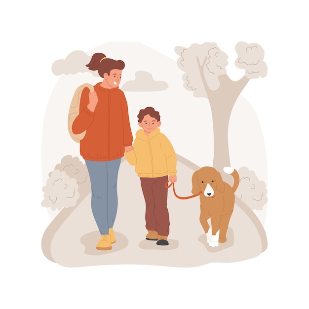 Een hond wandelen geïsoleerde cartoon vectorillustratie