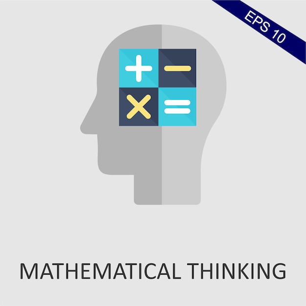 Vector een hoofd met een wiskundig denkend symbool erop