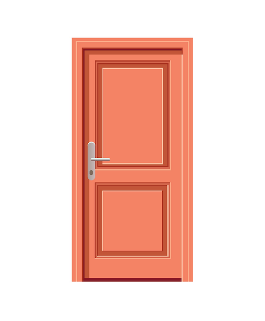 Een houten deur met een handvat en een paneelontwerp
