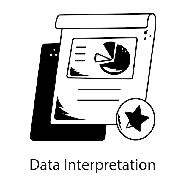 Een icoon in glyf-stijl die de interpretatie van gegevens weergeeft
