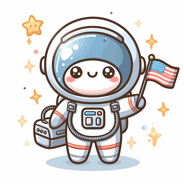 een illustratie van een astronaut met een vlag en een ster