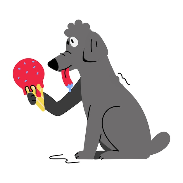 Een illustratie van een honden dessert in platte stijl