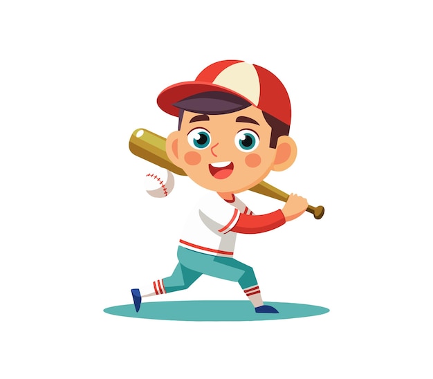 Een illustratie van een jongen die honkbal speelt