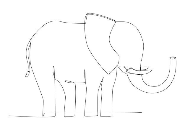 Een illustratie van een olifant voor World Wildlife Day One Line Art