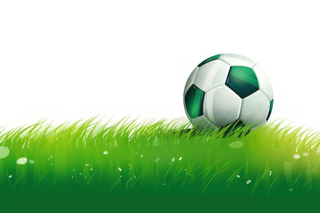 Een illustratie van een realistische voetbal zittend in groen gras illustratie 3D voetbal