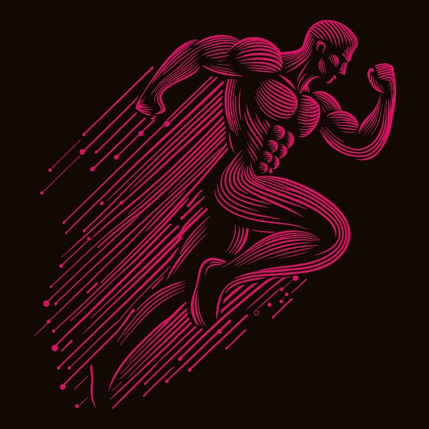 een illustratie van een vrouwelijke figuur met een rood lichaam en een rode achtergrond