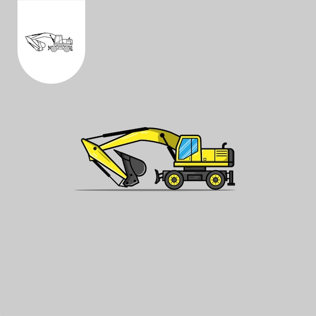 Een illustratie van graafmachine wiel Graafmachine wiel cartoon vector pictogram illustratie