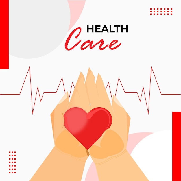 Een illustratie van handen met een hart Gezondheidszorg Social Media Postontwerp
