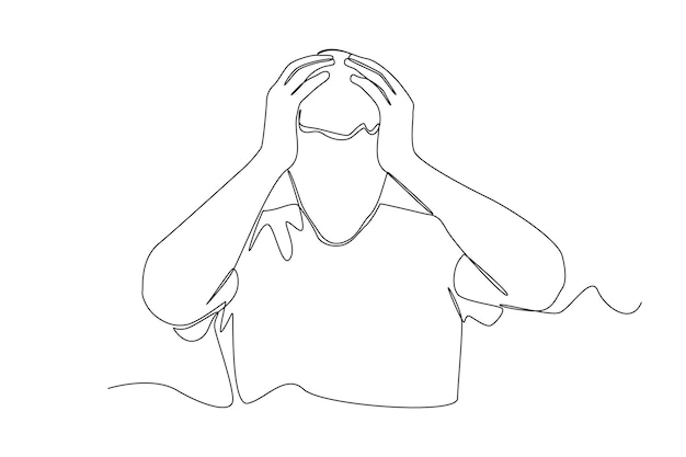 Een illustratie van iemand die zich aan het begin van elke week gestrest voelt op het werk. Eenvoudig ononderbroken lijnwerk Werkdag