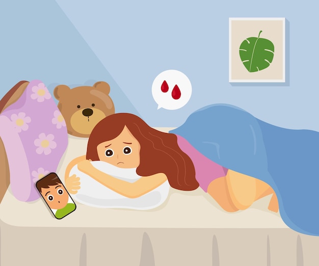 Een illustratie van menstruatiepijn