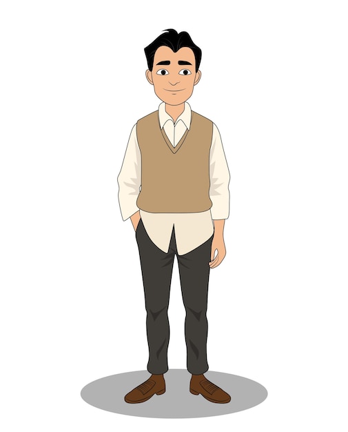 Een Indiase man voorop poseert cartoon personage ontwerp voor cartoon verhalen