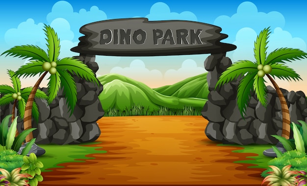 Een ingang van het dino-park