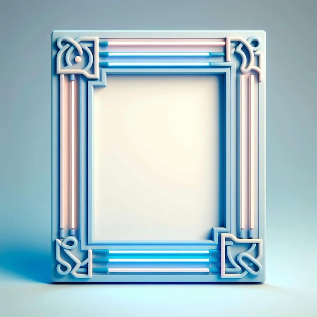 een ingelijste afbeelding van een frame met een blauwe achtergrond met een witte rand