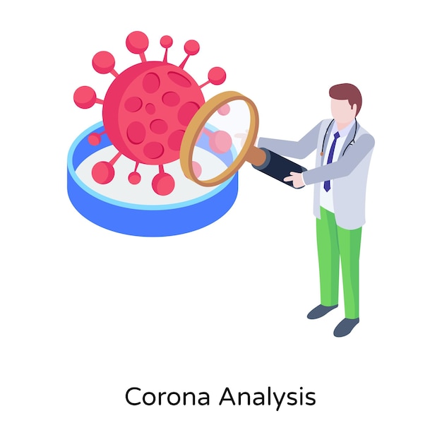 Vector een isometrische illustratie van corona-analyse