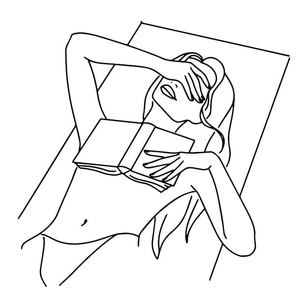 Een jonge vrouw leest een boek op een ligstoel en zonnebaadt Vector illustratie
