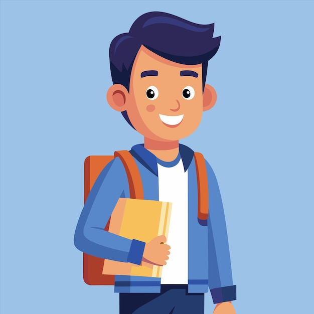een jongen met een boek en een boek in zijn hand