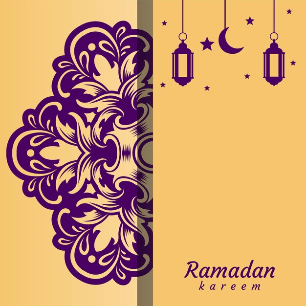 Een kaart met een ontwerp dat ramadan kareem zegt.