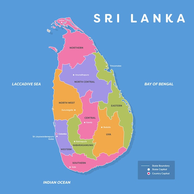 Een kaart van sri lanka met de naam sri lanka erop.