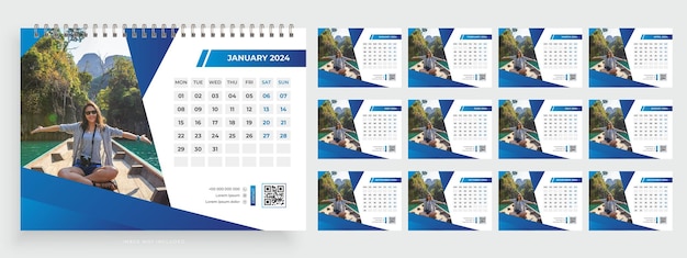 Een kalender met een blauw-witte kalender waarop januari 2011 staat.