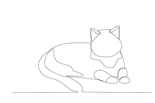 Vector een kattenbrood dat één lijntekening tekent