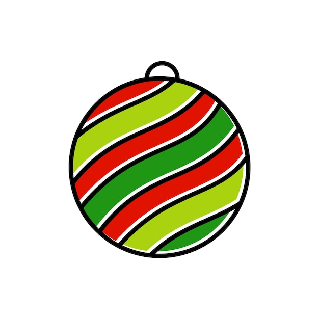 Een kerstbal met groene en rode strepen