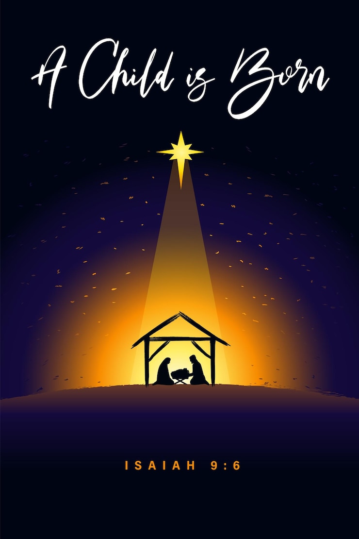 Vector een kind is geboren kerstkaart sjabloon kerkbanner