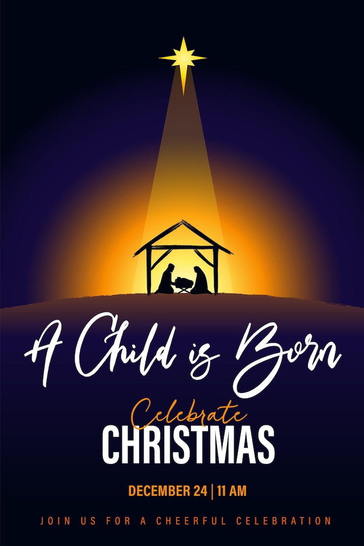 Vector een kind is geboren vieren kerstmis kerk banner