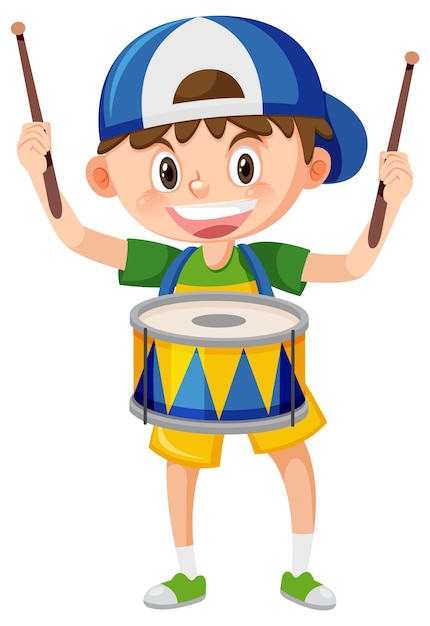Een kind met een drummuziekinstrument