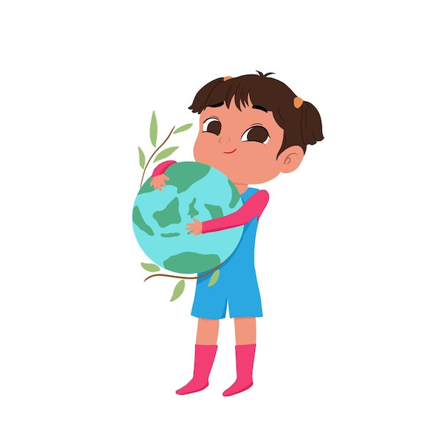 Een klein meisje in Earth Day