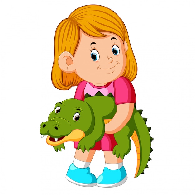 een klein meisje met crocodille