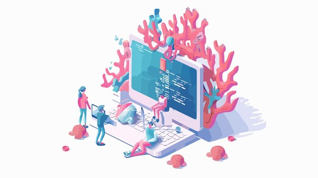 Een klein team van professionele ontwikkelaars werkt samen aan een coderingsproject.