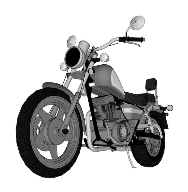 Een kleine chopper is een klassieker. zwart-wit vectorillustratie met contourlijnen.