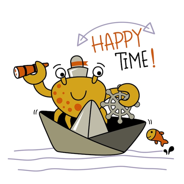 een kleine krab de grappige cartoon van de matroos