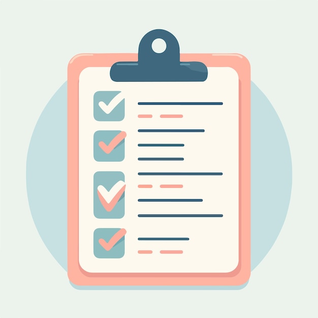 een klembord met een checklist met aangevulde vakjes die voltooide taken of items aangeven