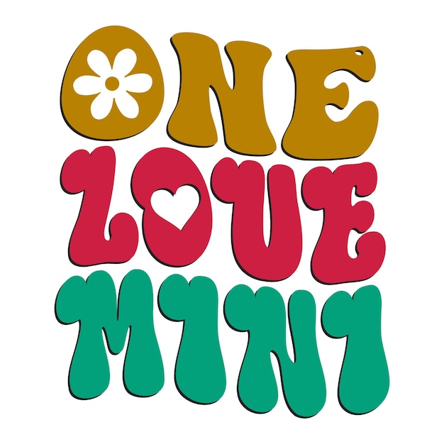 Een kleurrijk logo dat zegt 'one love mint'.