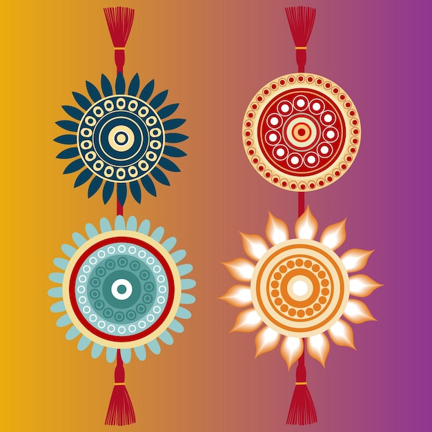 een kleurrijk ontwerp van rakhi vector illustratie met kleurrijke achtergrond gelukkig Raksha Bandhan