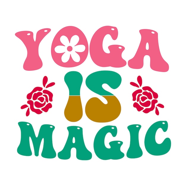 Een kleurrijk yoga is magisch teken met roze en groene bloemen.